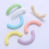5Pcs Colorful Three Hole Half Wooden Circle Beaded Necklace Bracelet DIY Jewelry