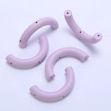 5Pcs Colorful Three Hole Half Wooden Circle Beaded Necklace Bracelet DIY Jewelry