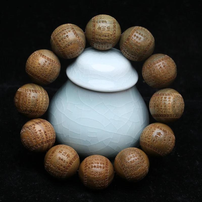 Classic Sandalwood Men's Bracelet Buddhism Carving