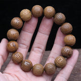 Classic Sandalwood Men's Bracelet Buddhism Carving