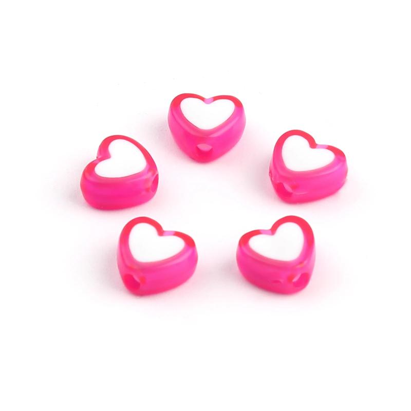 1000 PCs Heart Acrylic Beads Multicolor Spacer Beads DIY Jewelry Making 8x7mm