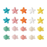 20Pcs Ceramic Fish Starfish Beads Porcelain Charms For DIY Jewelry