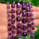 Natural Faceted Stone Beads Epidotes Amethyst Quartz Agate Amazonite 7.5''