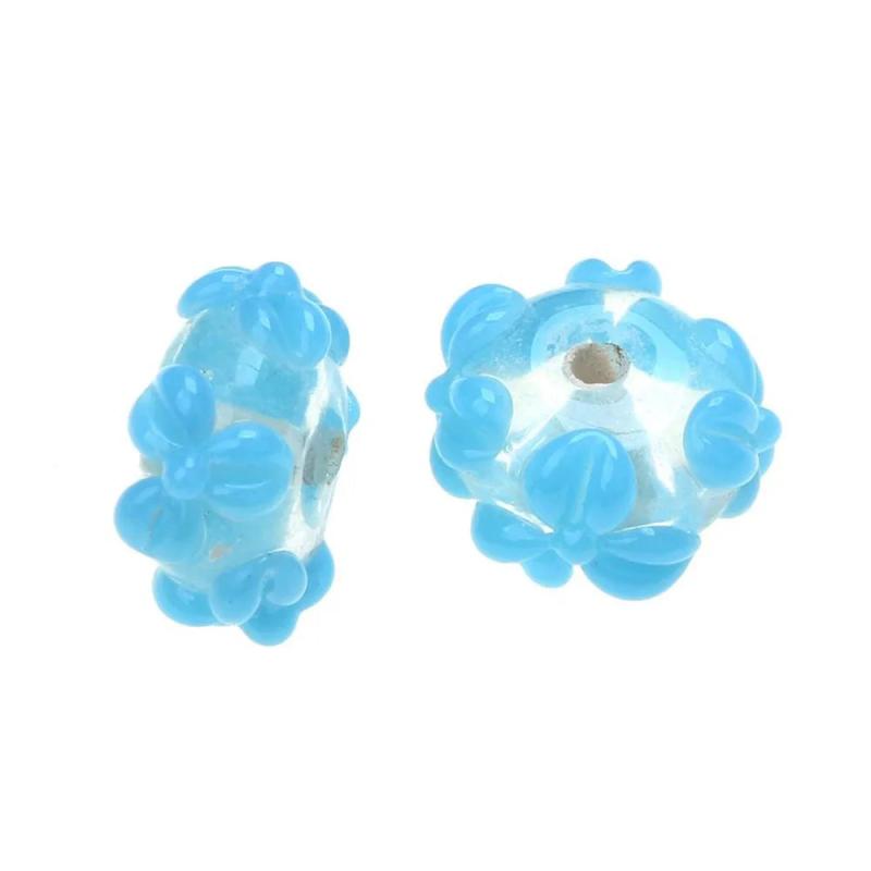Engraving Flower Lampwork Glass Beads For DIY Jewelry Making