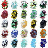 Engraving Flower Lampwork Glass Beads For DIY Jewelry Making