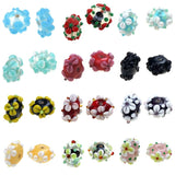 Engraving Flower Lampwork Glass Beads For DIY Jewelry Making