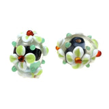 Engraving Flower Lampwork Glass Beads For DIY Jewelry Making