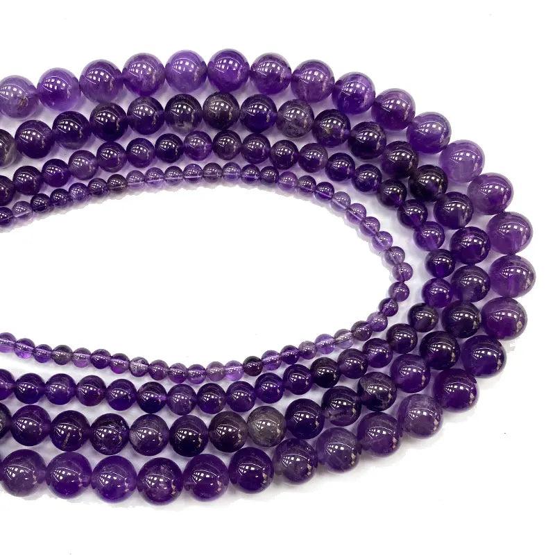 Purple Amethysts Round Gem Stone Beads 6/8/10MM 15''