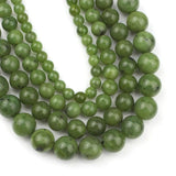 7.5%22 Green Canadian Jade Beads Round Loose Beads