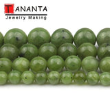 7.5%22 Green Canadian Jade Beads Round Loose Beads