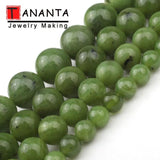 7.5%22 Green Canadian Jade Beads Round Loose Beads
