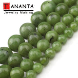 7.5%22 Green Canadian Jade Beads Round Loose Beads