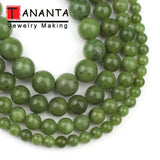 7.5%22 Green Canadian Jade Beads Round Loose Beads