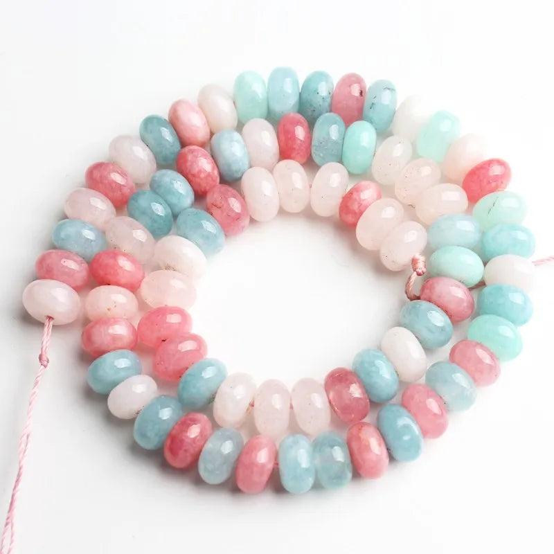5*8mm Angelite Pink Morganite Spacer Rondelle Loose Stone Beads 15'' Strand