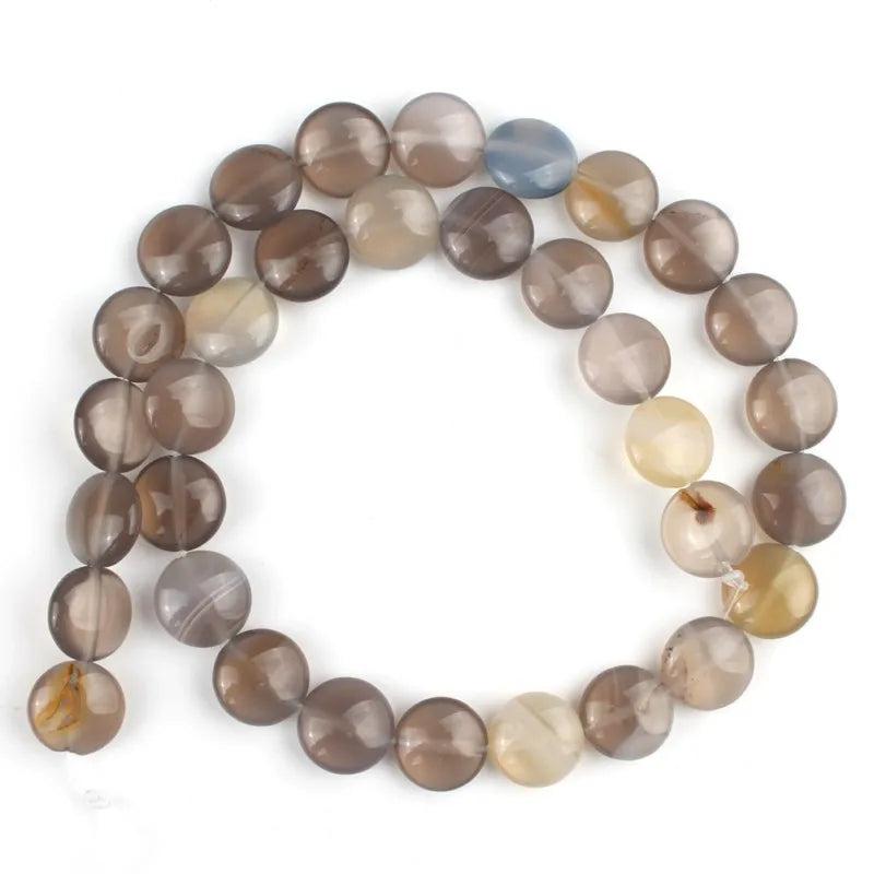 12mm Coin Round Agates Opal Pink Quartz Jades Beads 15''
