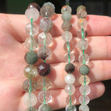 Green Ghost Quartz Beads Crystal Round Loose Spacer Stone Beads 7.5''
