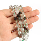 Green Ghost Quartz Beads Crystal Round Loose Spacer Stone Beads 7.5''