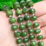 Faceted Green Canada Jades Stone Column Beads for DIY Jewelry Making