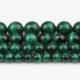 Green Malachite Stone Beads Round Beads for Jewelry Making 7.5 Inch