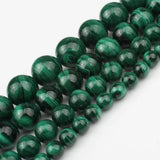Green Malachite Stone Beads Round Beads for Jewelry Making 7.5 Inch