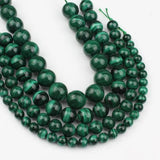 Green Malachite Stone Beads Round Beads for Jewelry Making 7.5 Inch