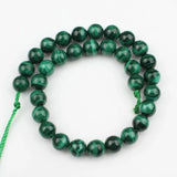 Green Malachite Stone Beads Round Beads for Jewelry Making 7.5 Inch