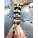 Small Skull Hair Rope Skeleton Beads Braided Dreadlock Cuffs
