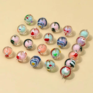 10pcs Cartoon Cattle Santa Round Beads for DIY Jewelry Making
