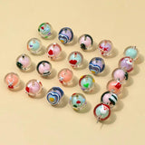 10pcs Cartoon Cattle Santa Round Beads for DIY Jewelry Making
