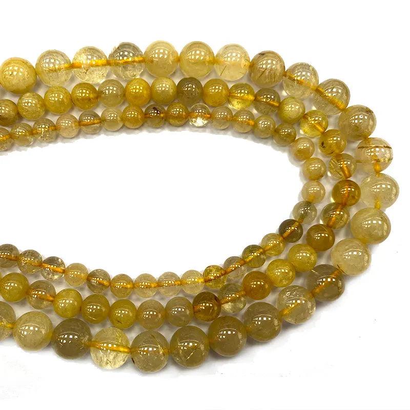 Yellow Rutilated Quartz Round Gemstone Beads 4-12MM