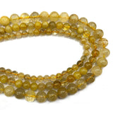 Yellow Rutilated Quartz Round Gemstone Beads 4-12MM