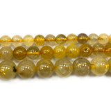 Yellow Rutilated Quartz Round Gemstone Beads 4-12MM