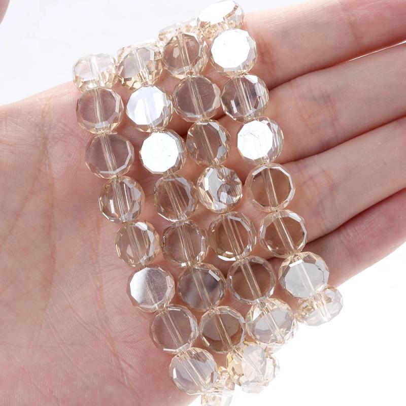 10mm Oblate Crystal Beads Round Charms Pendant Glass Loose Spacer Beads