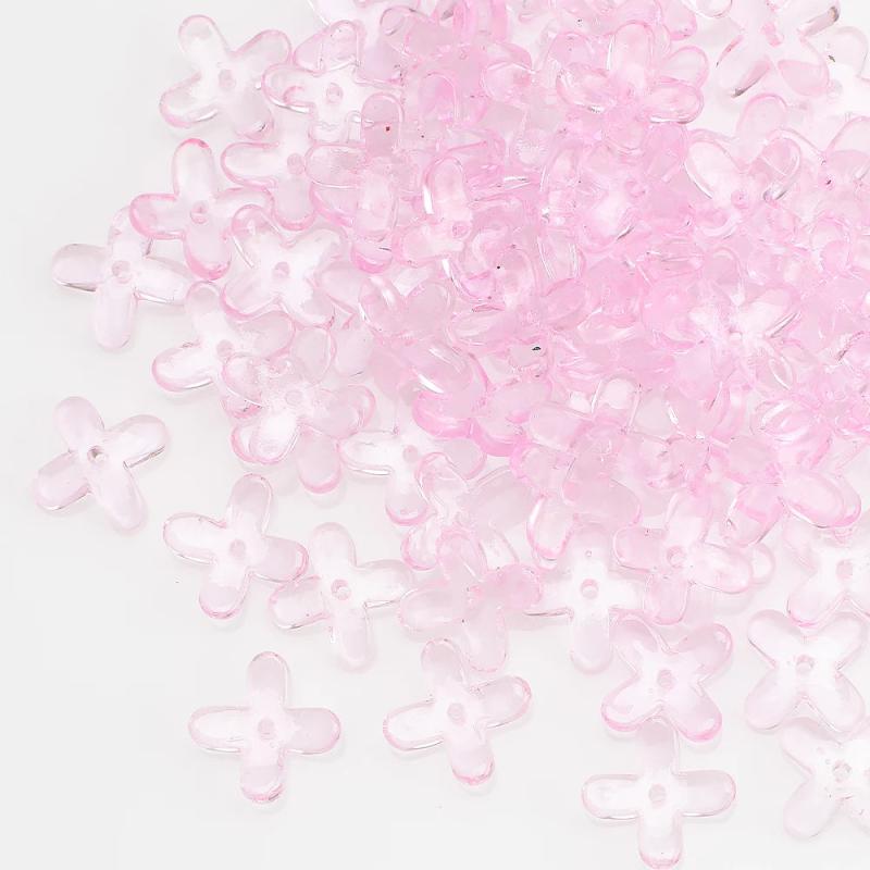 100Pcs Glass Petal Beads 10mm Lampwork Crystal Flower Pendants Pink