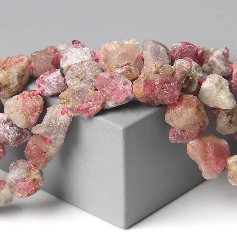 Raw Red Tourmaline Stone Bead for Jewelry Making