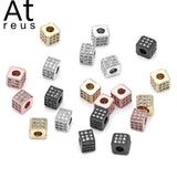 5pcs Square CZ Spacer Beads Copper DIY Bracelet Jewelry Finding