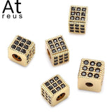 5pcs Square CZ Spacer Beads Copper DIY Bracelet Jewelry Finding