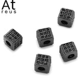 5pcs Square CZ Spacer Beads Copper DIY Bracelet Jewelry Finding