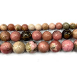Pink Rhodonite Round Gem Stone Beads 15''