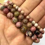 Pink Rhodonite Round Gem Stone Beads 15''