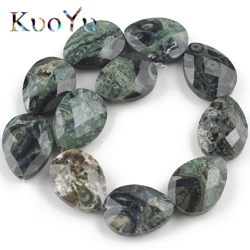 Green Malachite Kambaba Beads, Water Droplets Shape, 13X18mm
