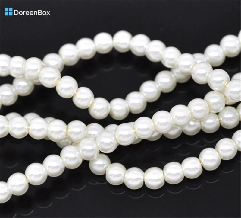 5 Strands Round Glass Pearl Beads 4mm For DIY Necklace Jewelry Making
