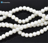 5 Strands Round Glass Pearl Beads 4mm For DIY Necklace Jewelry Making
