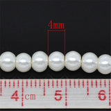 5 Strands Round Glass Pearl Beads 4mm For DIY Necklace Jewelry Making