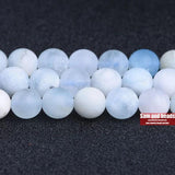 Matte Ice Aquamarine Beads 4-10MM DIY Spacer Beads for Jewelry Making