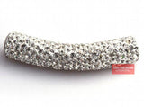 45MM Disco Pave Crystal Tube Beads for Bracelet 5Pcs