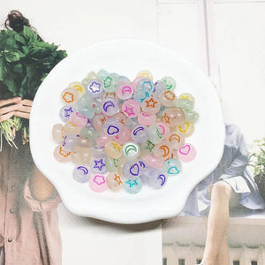 100pcs Glittery Acrylic Spacer Beads for Jewelry Making DIY