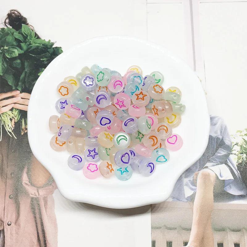 100pcs Glittery Acrylic Spacer Beads for Jewelry Making DIY