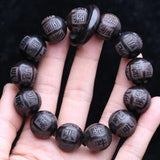 Natural Ebony Beaded Tibetan Buddhist Bracelet Men's Amulet