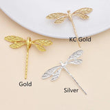 20 PCS 36x43mm KC Gold/Silver Dragonfly Pendant DIY Jewelry Finding